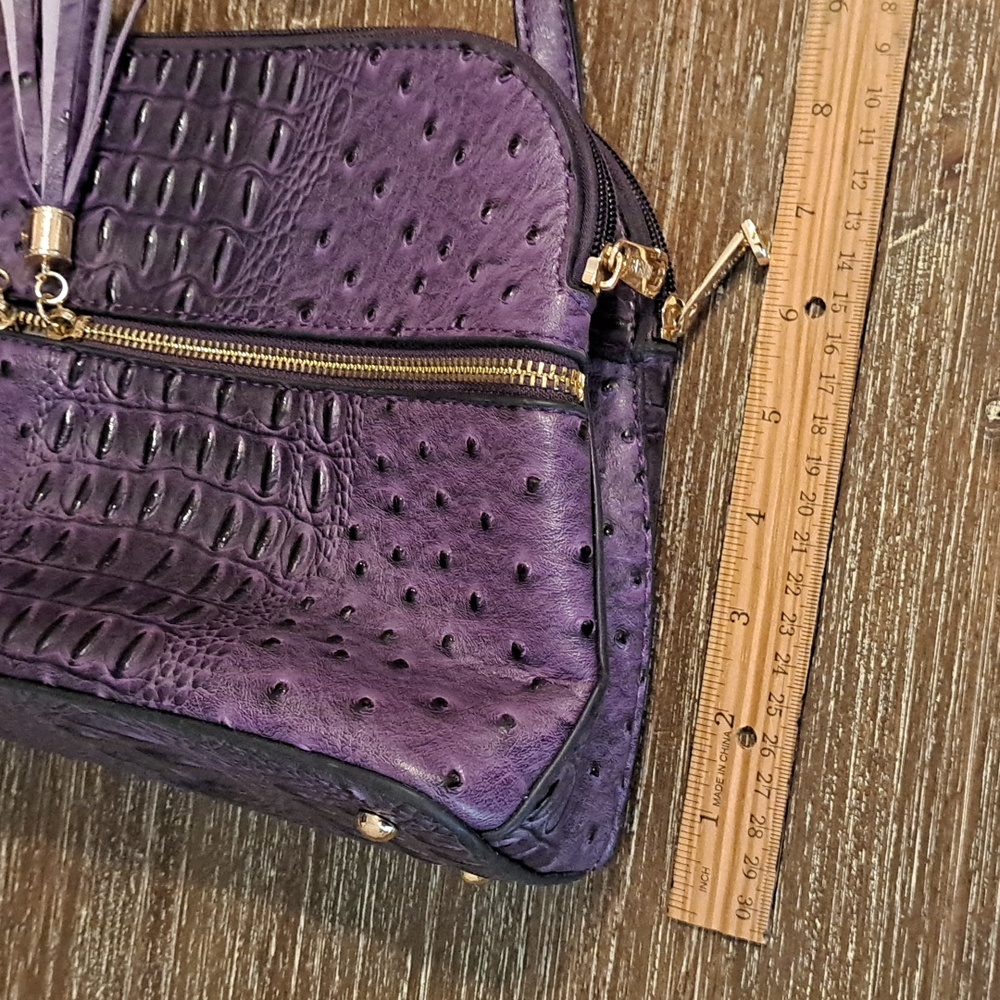 Dasein Purse Women’s Tassel Zipper Pocket Crossbody Fashion Travel Bag Purple - Picture 10 of 13